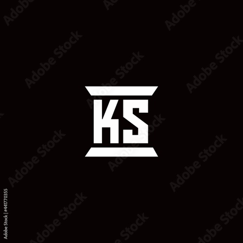 KS Logo monogram with pillar shape designs template