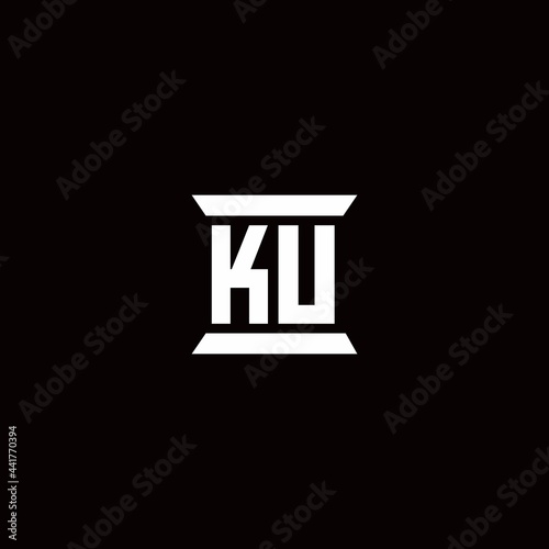 KU Logo monogram with pillar shape designs template