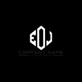 EOJ letter logo design with polygon shape. EOJ polygon logo monogram. EOJ cube logo design. EOJ hexagon vector logo template white and black colors. EOJ monogram, EOJ business and real estate logo. 