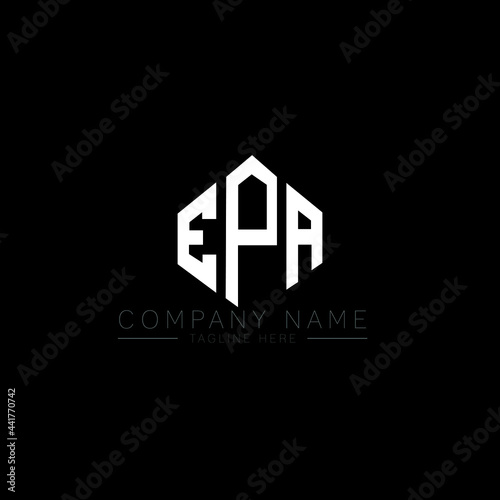 EPA letter logo design with polygon shape. EPA polygon logo monogram. EPA cube logo design. EPA hexagon vector logo template white and black colors. EPA monogram, EPA business and real estate logo. 