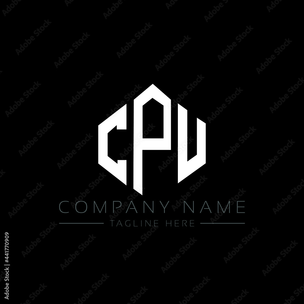 CPU letter logo design with polygon shape. CPU polygon logo monogram. CPU cube logo design. CPU hexagon vector logo template white and black colors. CPU monogram, CPU business and real estate logo. 