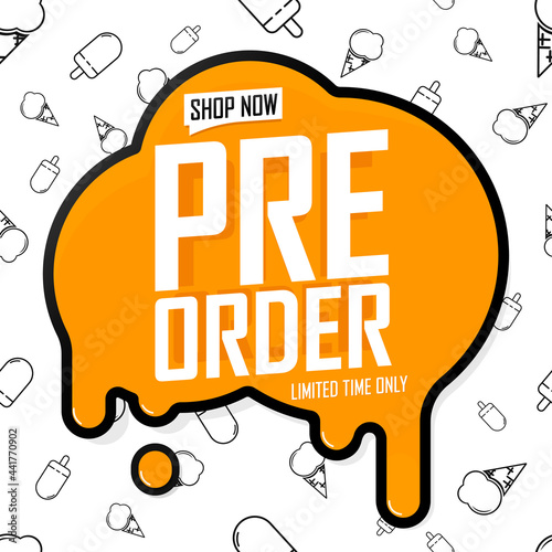 Pre-Order Sale, Summer discount poster design template, promo shopping banner, vector illustration