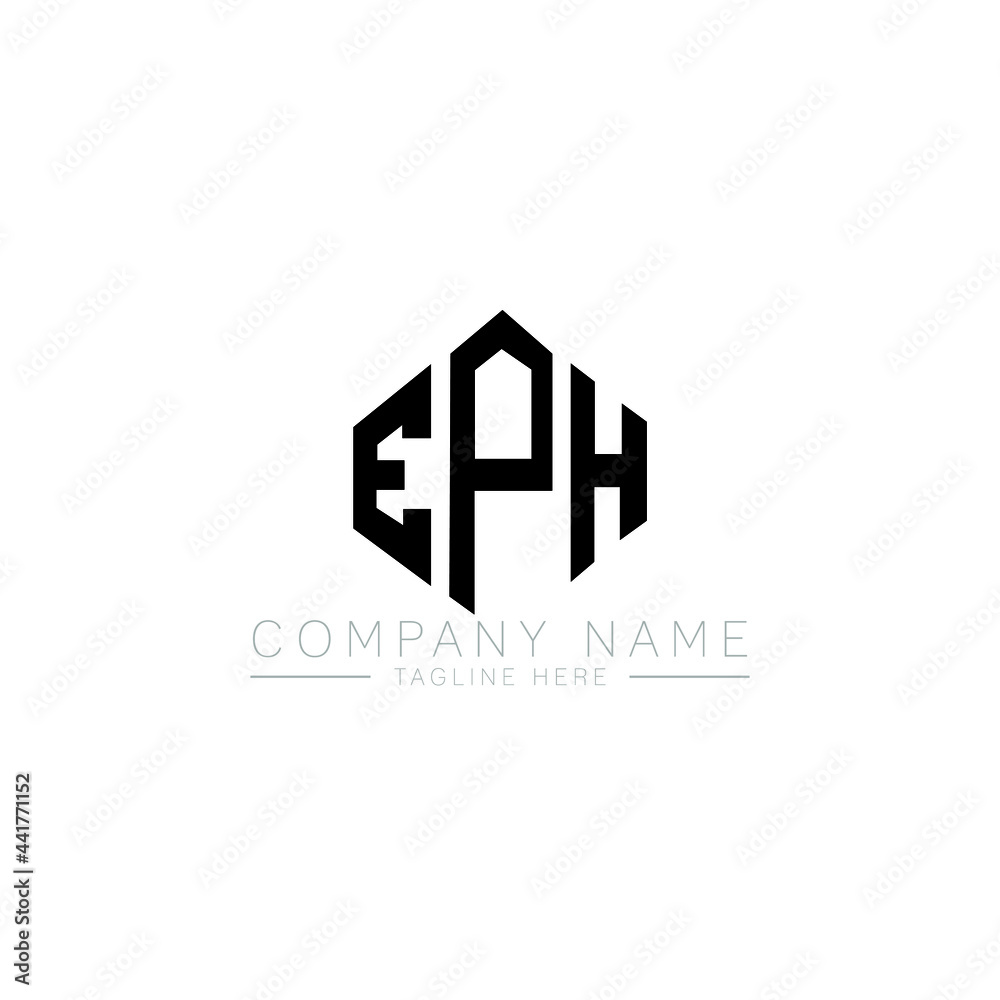 Fototapeta premium EPH letter logo design with polygon shape. EPH polygon logo monogram. EPH cube logo design. EPH hexagon vector logo template white and black colors. EPH monogram, EPH business and real estate logo. 