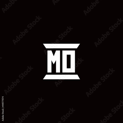 MO Logo monogram with pillar shape designs template