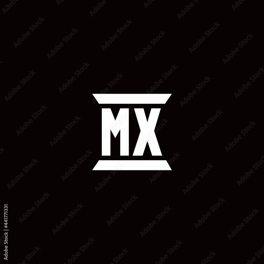 MX Logo monogram with pillar shape designs template MX Logo monogram with pillar shape designs template