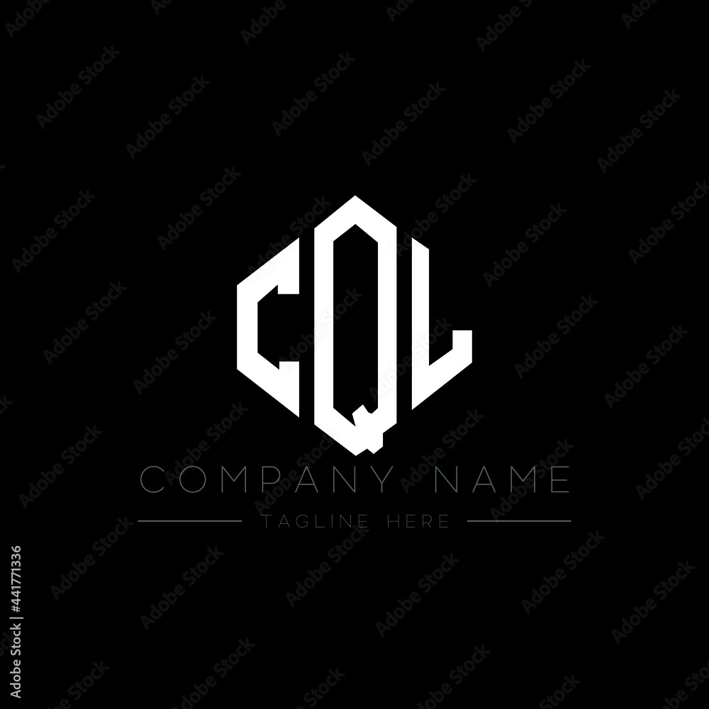 Fototapeta premium CQL letter logo design with polygon shape. CQL polygon logo monogram. CQL cube logo design. CQL hexagon vector logo template white and black colors. CQL monogram, CQL business and real estate logo. 