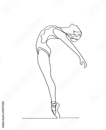 Ballet Dancer ballerina in Continuous Line Art Drawing. Vector 