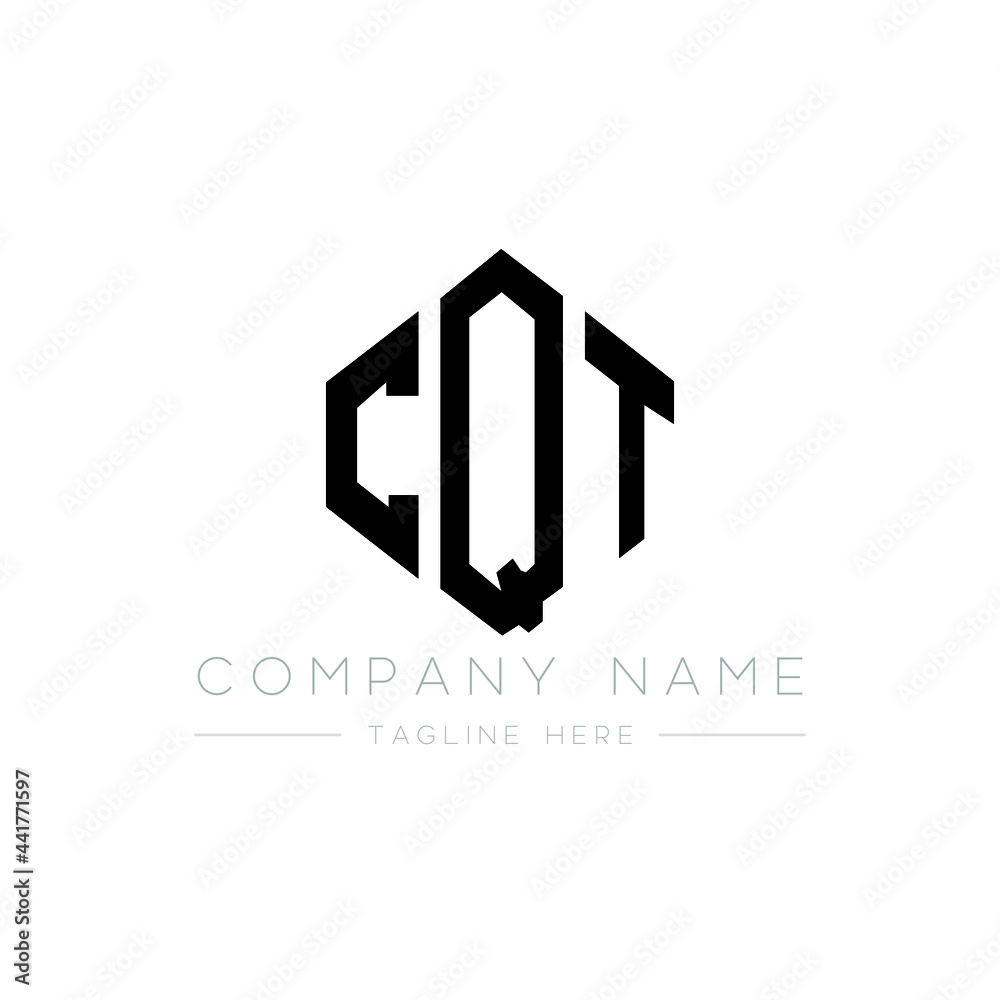 CQT letter logo design with polygon shape. CQT polygon logo monogram. CQT cube logo design. CQT hexagon vector logo template white and black colors. CQT monogram, CQT business and real estate logo. 