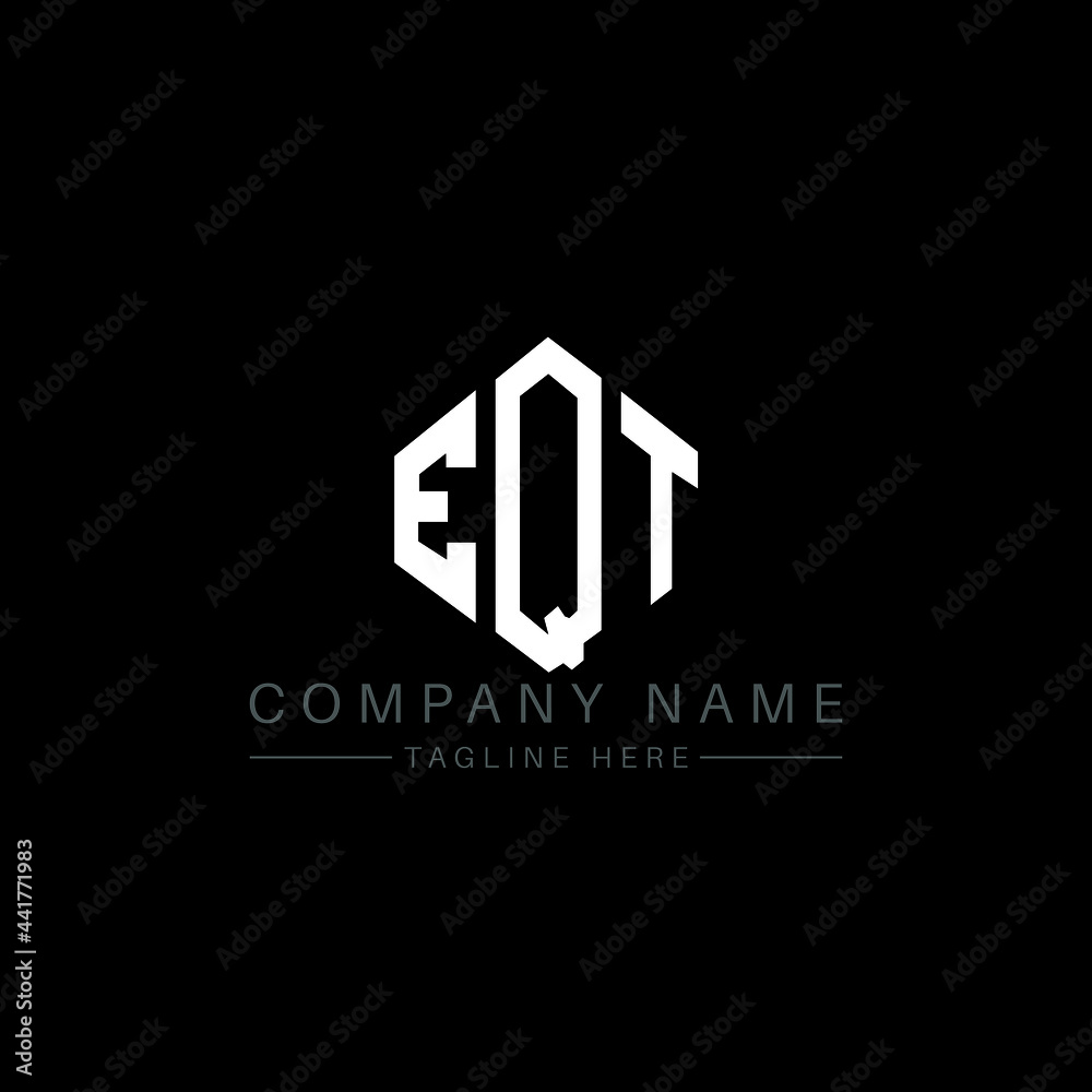 EQT letter logo design with polygon shape. EQT polygon logo monogram. EQT cube logo design. EQT hexagon vector logo template white and black colors. EQT monogram, EQT business and real estate logo. 