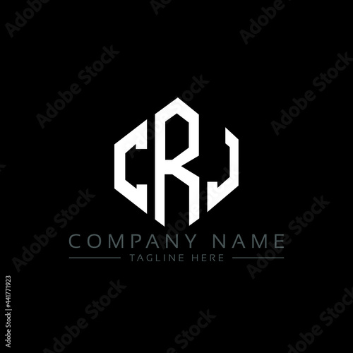CRJ letter logo design with polygon shape. CRJ polygon logo monogram. CRJ cube logo design. CRJ hexagon vector logo template white and black colors. CRJ monogram, CRJ business and real estate logo. 
