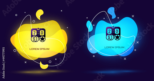 Black Soccer football betting money icon isolated on black background. Football bet bookmaker. Soccer betting online make money. Abstract banner with liquid shapes. Vector