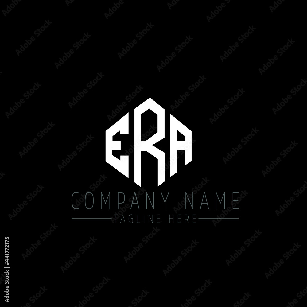 Obraz premium ERA letter logo design with polygon shape. ERA polygon logo monogram. ERA cube logo design. ERA hexagon vector logo template white and black colors. ERA monogram, ERA business and real estate logo. 