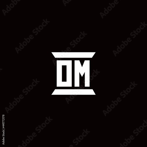 OM Logo monogram with pillar shape designs template