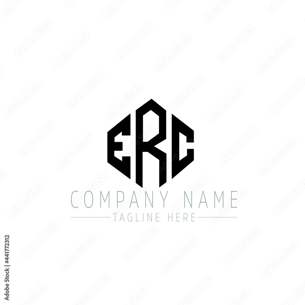 ERC letter logo design with polygon shape. ERC polygon logo monogram. ERC cube logo design. ERC hexagon vector logo template white and black colors. ERC monogram, ERC business and real estate logo. 