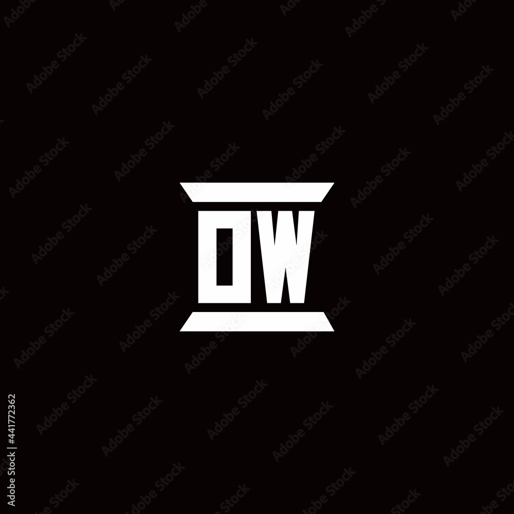 OW Logo monogram with pillar shape designs template OW Logo monogram with pillar shape designs template