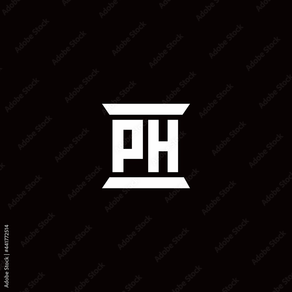 PH Logo monogram with pillar shape designs template PH Logo monogram with pillar shape designs template