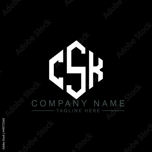 CSK letter logo design with polygon shape. CSK polygon logo monogram. CSK cube logo design. CSK hexagon vector logo template white and black colors. CSK monogram, CSK business and real estate logo.  photo