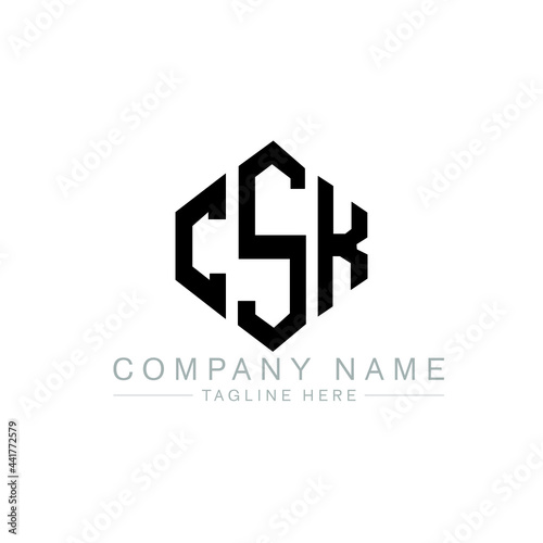 CSK letter logo design with polygon shape. CSK polygon logo monogram. CSK cube logo design. CSK hexagon vector logo template white and black colors. CSK monogram, CSK business and real estate logo.  photo