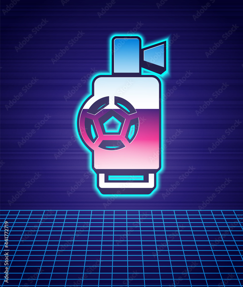Retro style Air horn icon isolated futuristic landscape background. Sport fans or citizens against government and corruption. 80s fashion party. Vector