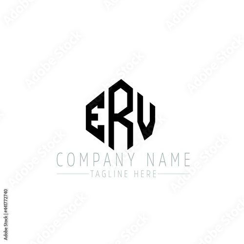 ERV letter logo design with polygon shape. ERV polygon logo monogram. ERV cube logo design. ERV hexagon vector logo template white and black colors. ERV monogram, ERV business and real estate logo.  photo