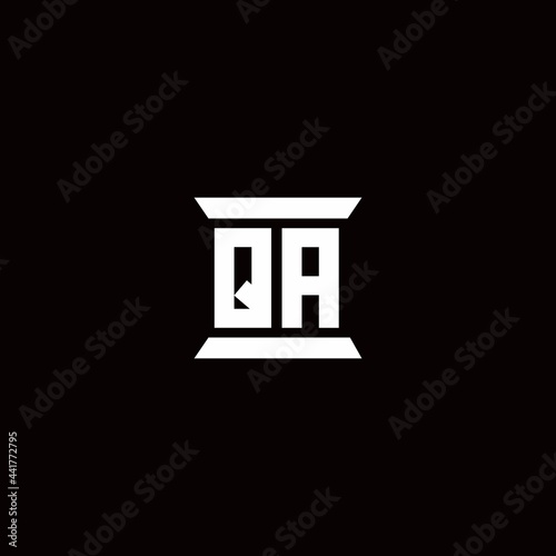 QA Logo monogram with pillar shape designs template
