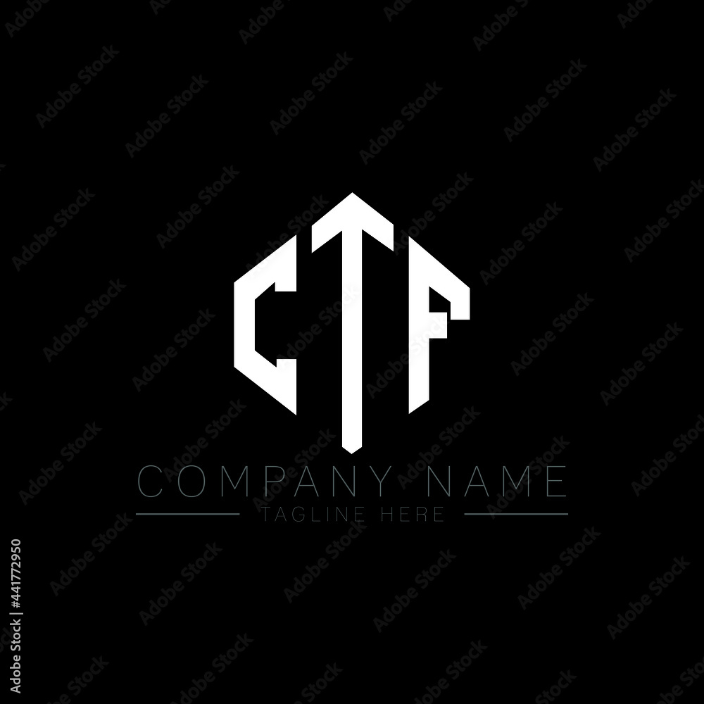 CTF letter logo design with polygon shape. CTF polygon logo monogram. CTF cube logo design. CTF hexagon vector logo template white and black colors. CTF monogram, CTF business and real estate logo. 