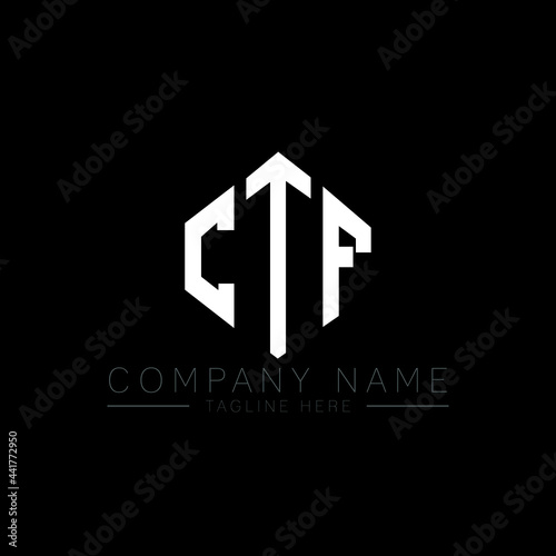 CTF letter logo design with polygon shape. CTF polygon logo monogram. CTF cube logo design. CTF hexagon vector logo template white and black colors. CTF monogram, CTF business and real estate logo.  photo