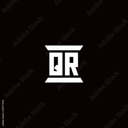 QR Logo monogram with pillar shape designs template