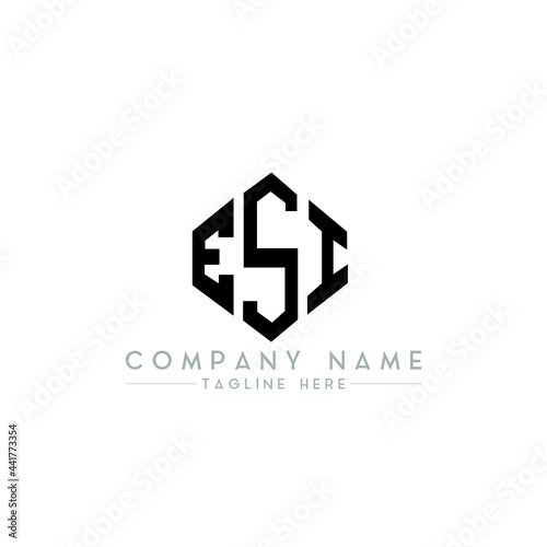 ESI letter logo design with polygon shape. ESI polygon logo monogram. ESI cube logo design. ESI hexagon vector logo template white and black colors. ESI monogram, ESI business and real estate logo. 