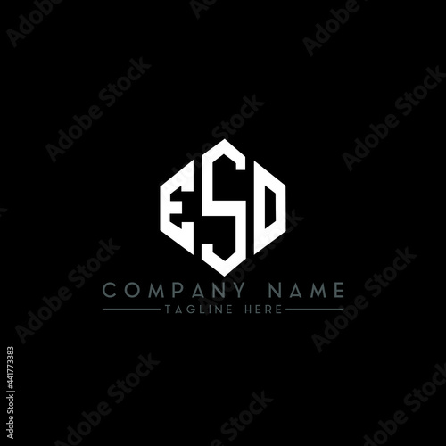 ESO letter logo design with polygon shape. ESO polygon logo monogram. ESO cube logo design. ESO hexagon vector logo template white and black colors. ESO monogram, ESO business and real estate logo. 