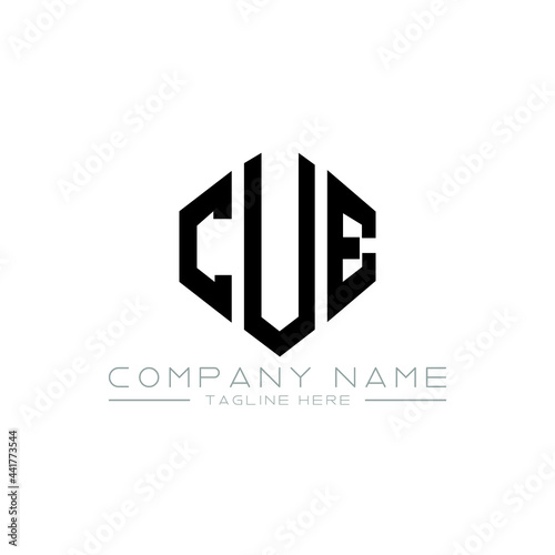 CUE letter logo design with polygon shape. CUE polygon logo monogram. CUE cube logo design. CUE hexagon vector logo template white and black colors. CUE monogram, CUE business and real estate logo. 