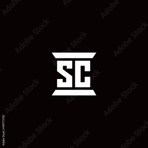 SC Logo monogram with pillar shape designs template