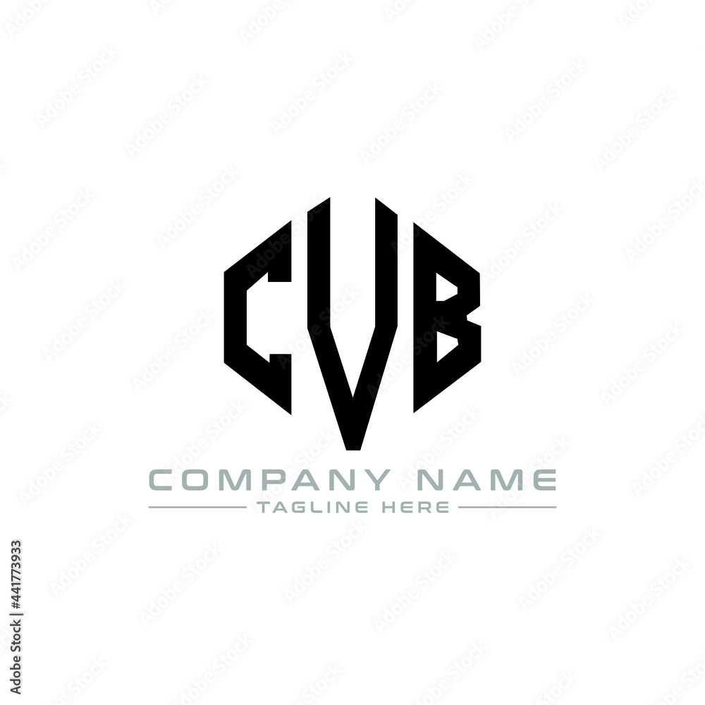 CVB letter logo design with polygon shape. CVB polygon logo monogram. CVB cube logo design. CVB hexagon vector logo template white and black colors. CVB monogram, CVB business and real estate logo. 