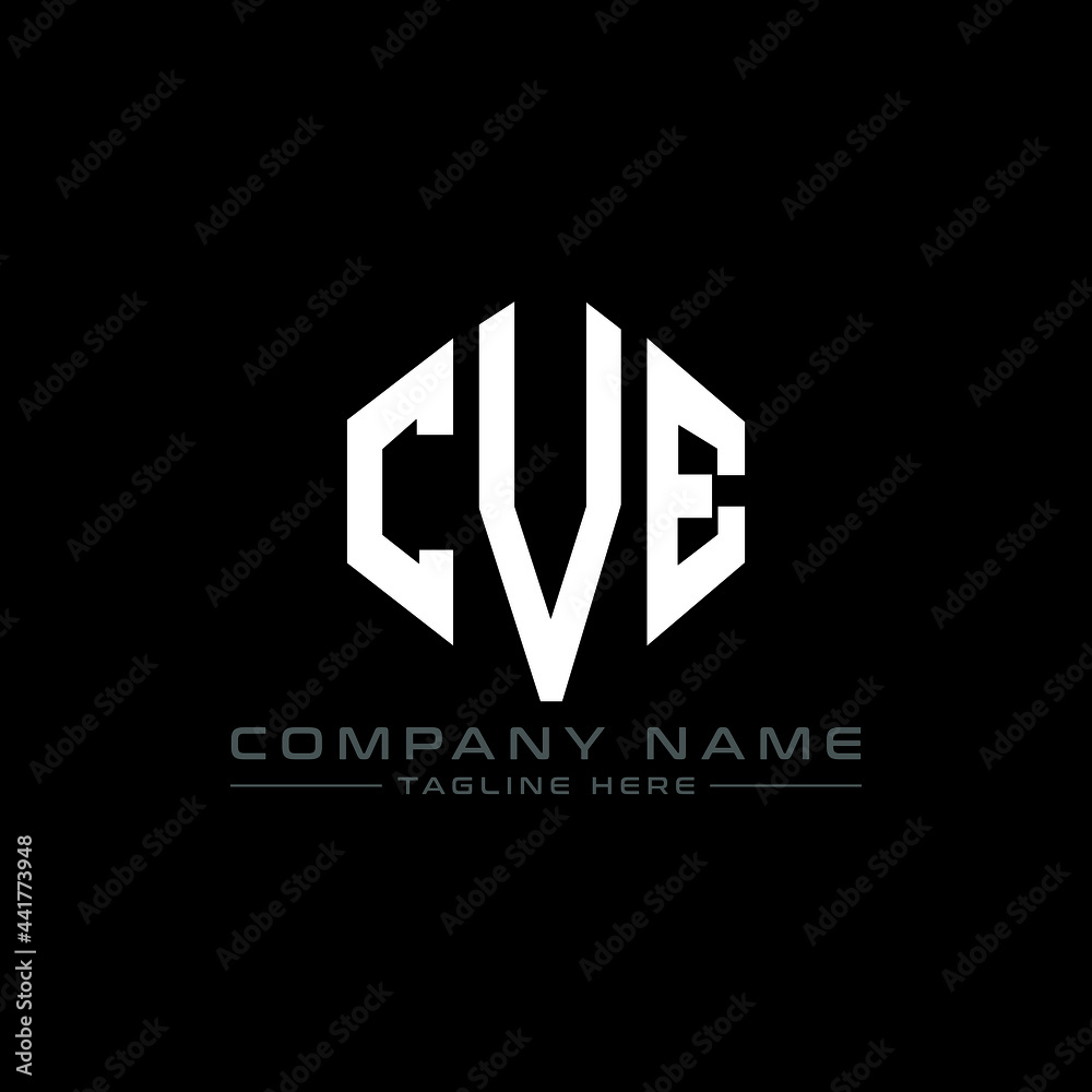 CVE letter logo design with polygon shape. CVE polygon logo monogram. CVE cube logo design. CVE hexagon vector logo template white and black colors. CVE monogram, CVE business and real estate logo. 