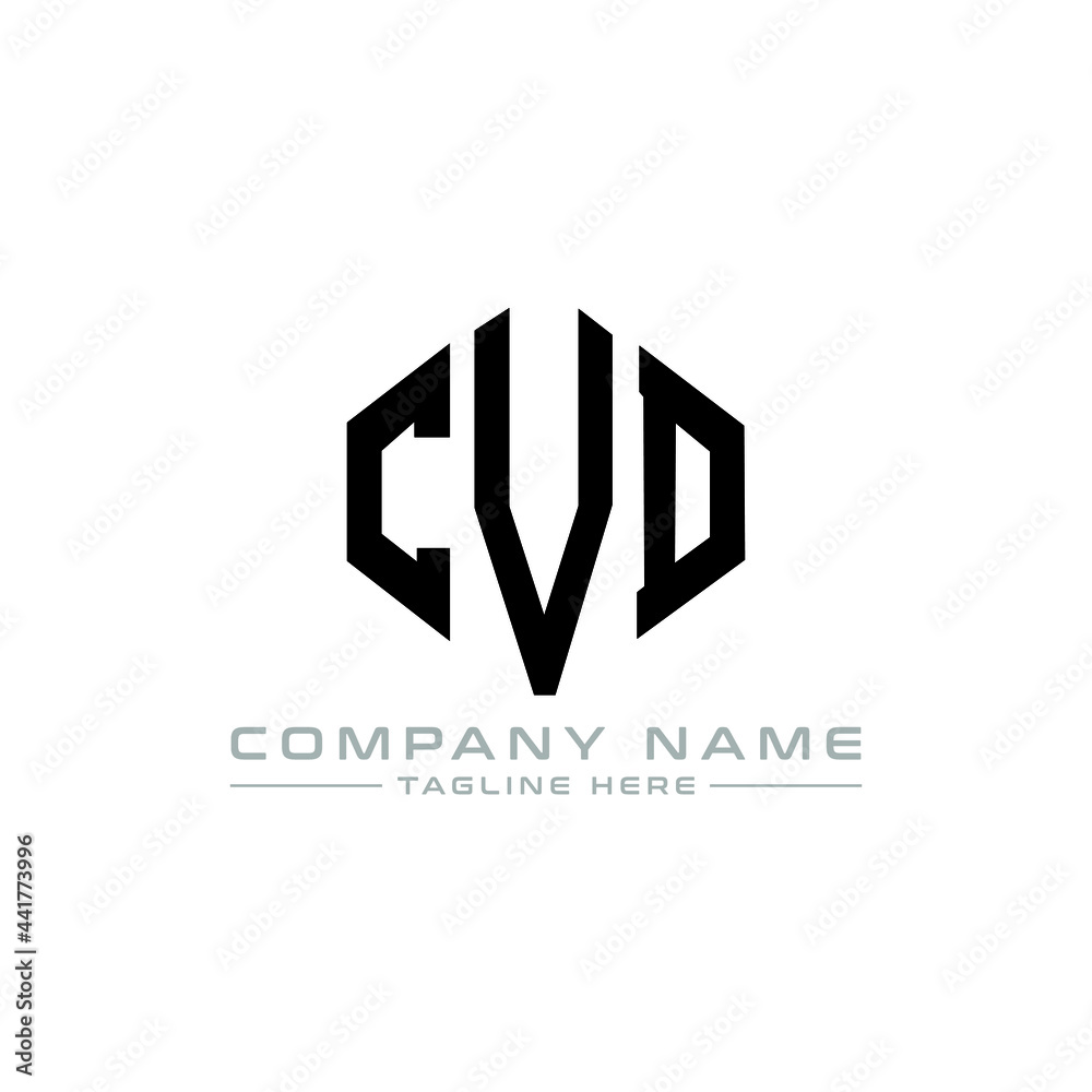 CVD letter logo design with polygon shape. CVD polygon logo monogram. CVD cube logo design. CVD hexagon vector logo template white and black colors. CVD monogram, CVD business and real estate logo. 