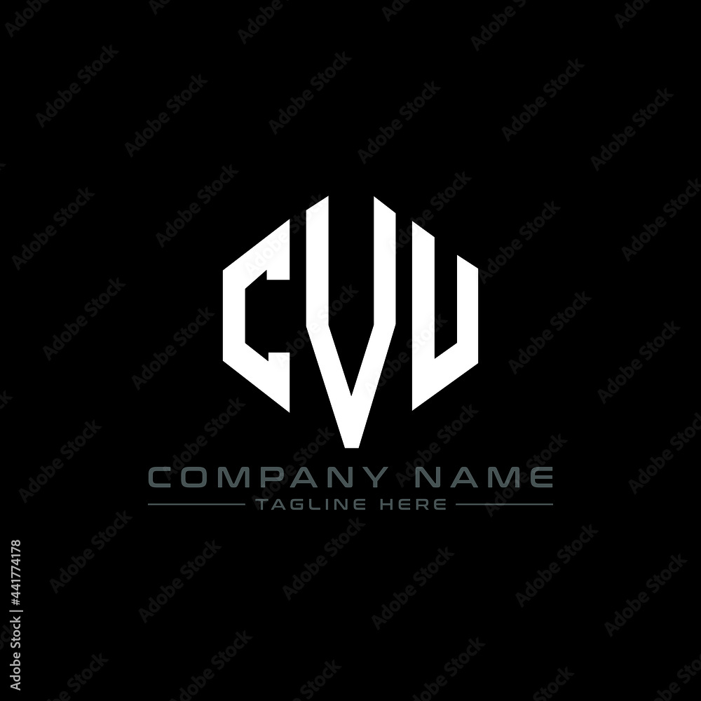 CVU letter logo design with polygon shape. CVU polygon logo monogram. CVU cube logo design. CVU hexagon vector logo template white and black colors. CVU monogram, CVU business and real estate logo. 