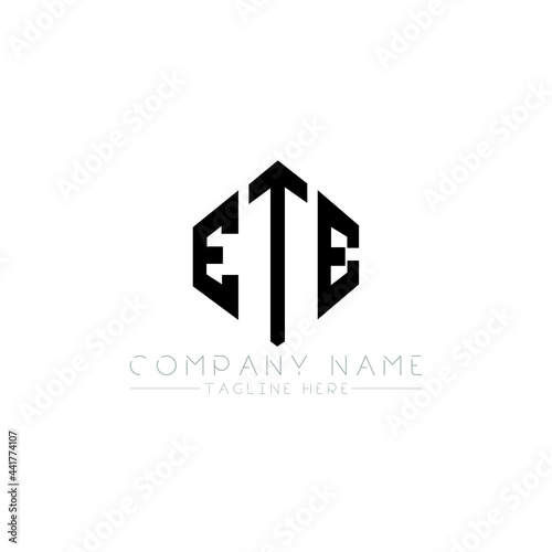 ETE letter logo design with polygon shape. ETE polygon logo monogram. ETE cube logo design. ETE hexagon vector logo template white and black colors. ETE monogram, ETE business and real estate logo. 