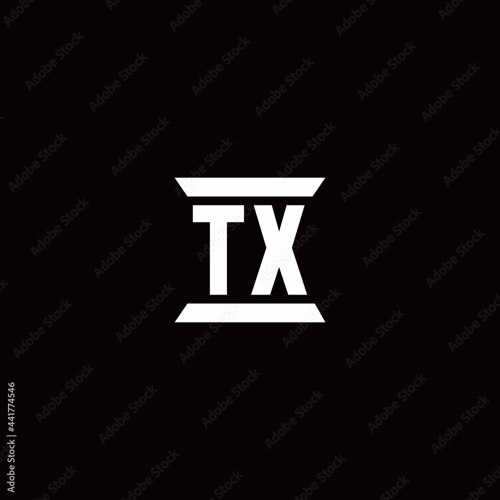 TX Logo monogram with pillar shape designs template