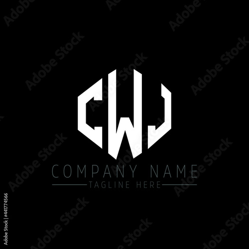 CWJ letter logo design with polygon shape. CWJ polygon logo monogram. CWJ cube logo design. CWJ hexagon vector logo template white and black colors. CWJ monogram, CWJ business and real estate logo. 