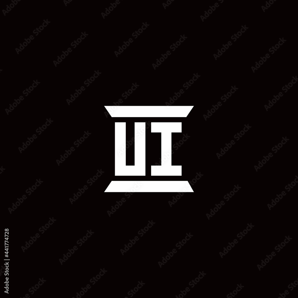 UI Logo monogram with pillar shape designs template UI Logo monogram with pillar shape designs template