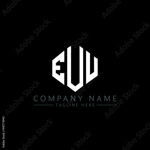 EUU letter logo design with polygon shape. EUU polygon logo monogram. EUU cube logo design. EUU hexagon vector logo template white and black colors. EUU monogram, EUU business and real estate logo. 