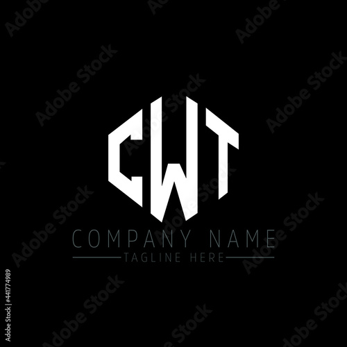 CWT letter logo design with polygon shape. CWT polygon logo monogram. CWT cube logo design. CWT hexagon vector logo template white and black colors. CWT monogram, CWT business and real estate logo.  photo