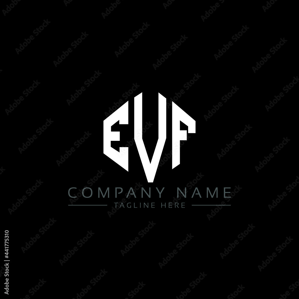 EVF letter logo design with polygon shape. EVF polygon logo monogram. EVF cube logo design. EVF hexagon vector logo template white and black colors. EVF monogram, EVF business and real estate logo. 