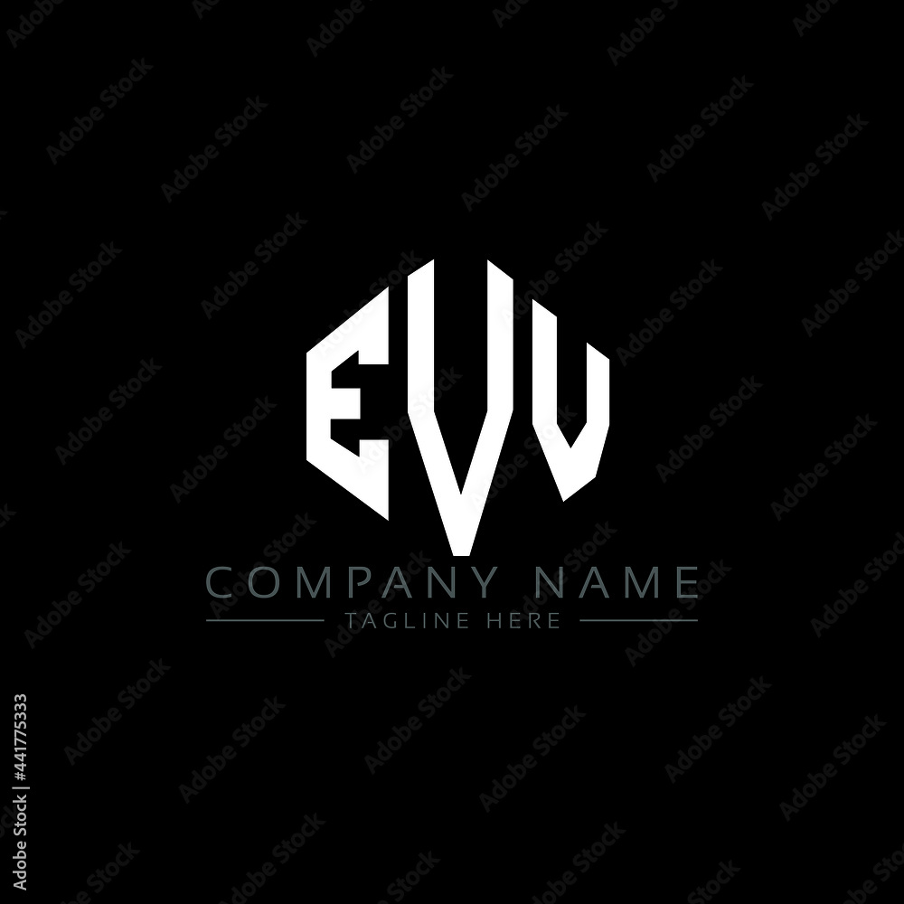 EVV letter logo design with polygon shape. EVV polygon logo monogram. EVV cube logo design. EVV hexagon vector logo template white and black colors. EVV monogram, EVV business and real estate logo. 
