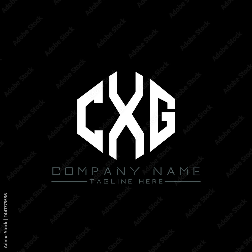 Obraz premium CXG letter logo design with polygon shape. CXG polygon logo monogram. CXG cube logo design. CXG hexagon vector logo template white and black colors. CXG monogram, CXG business and real estate logo. 
