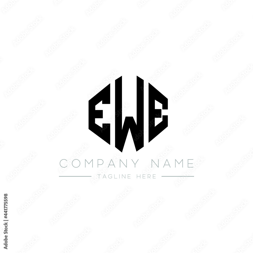 Fototapeta premium EWE letter logo design with polygon shape. EWE polygon logo monogram. EWE cube logo design. EWE hexagon vector logo template white and black colors. EWE monogram, EWE business and real estate logo. 