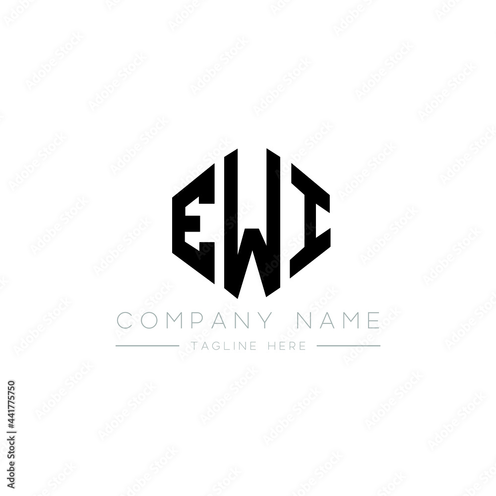 EWI letter logo design with polygon shape. EWI polygon logo monogram. EWI cube logo design. EWI hexagon vector logo template white and black colors. EWI monogram, EWI business and real estate logo. 