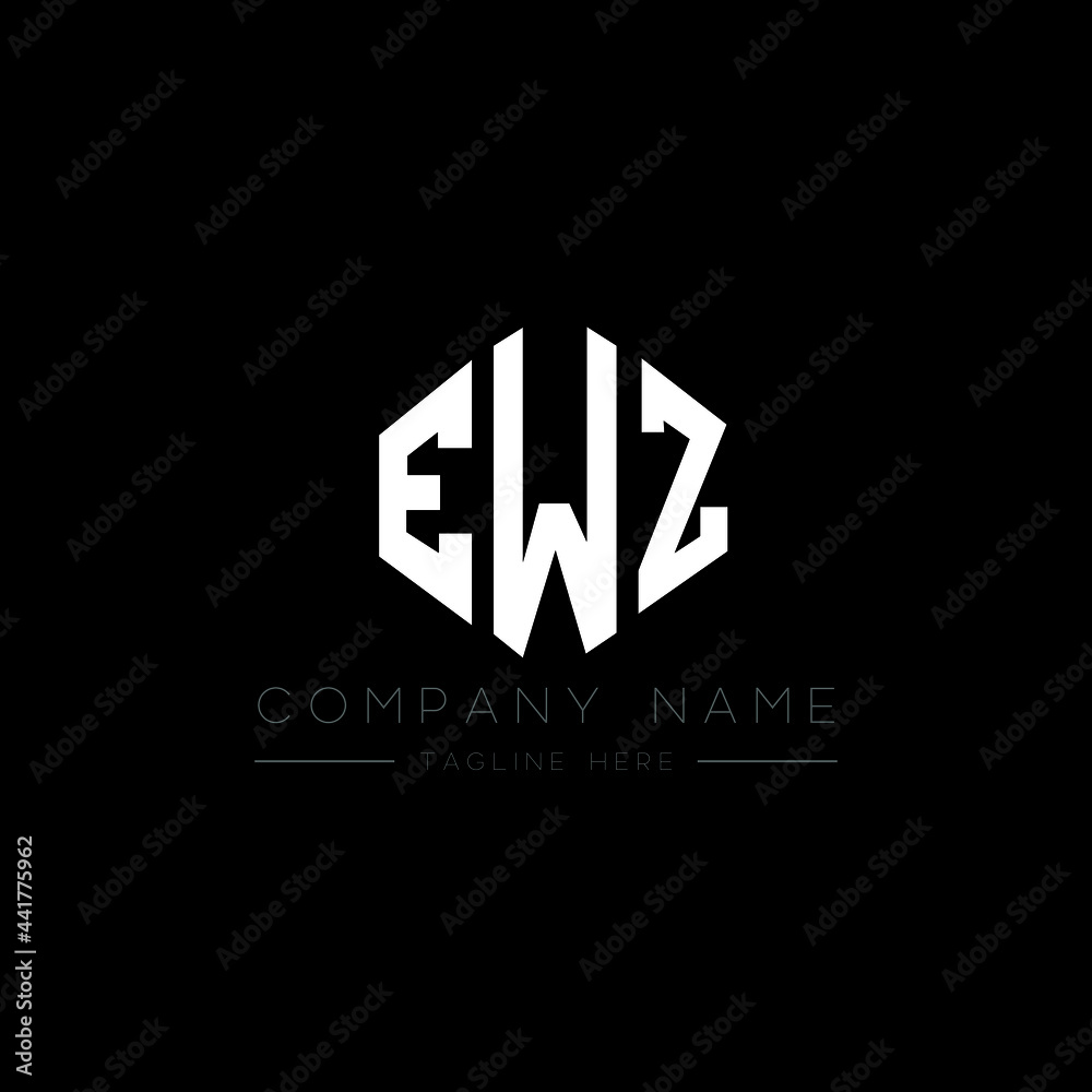 EWZ letter logo design with polygon shape. EWZ polygon logo monogram. EWZ cube logo design. EWZ hexagon vector logo template white and black colors. EWZ monogram, EWZ business and real estate logo. 