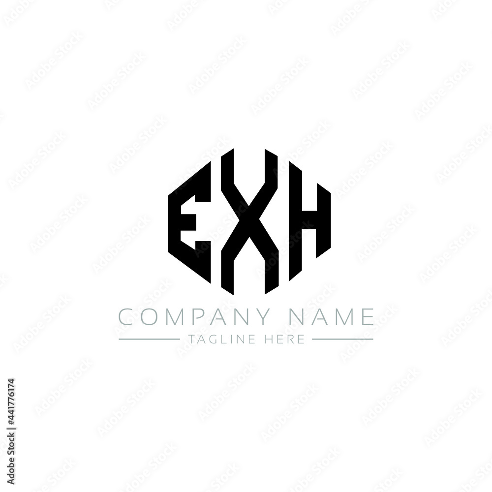EXH letter logo design with polygon shape. EXH polygon logo monogram ...