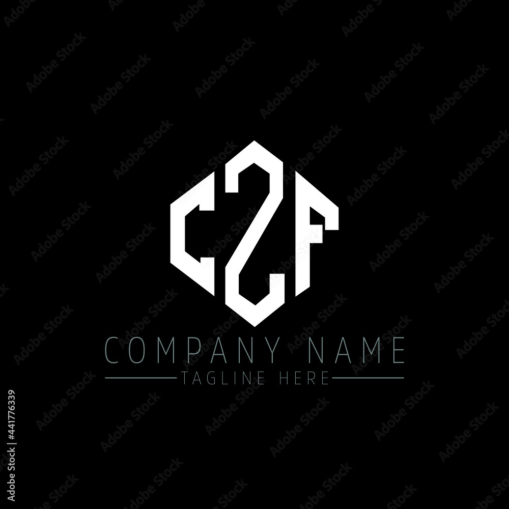 CZF letter logo design with polygon shape. CZF polygon logo monogram. CZF cube logo design. CZF hexagon vector logo template white and black colors. CZF monogram, CZF business and real estate logo. 